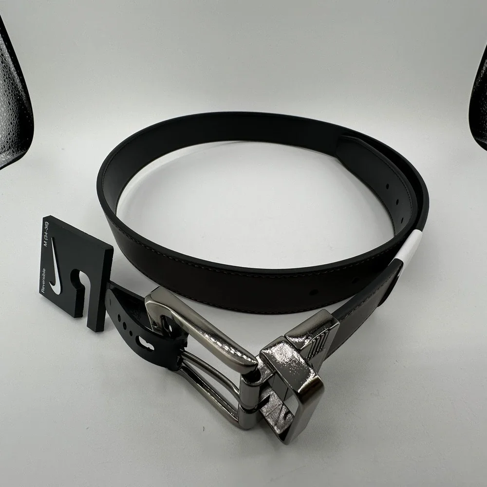 Nike Reversible Belt Black Brown Men Size Medium (34-36) Classic Logo Buckle NEW
